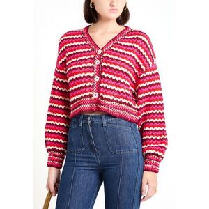 Farm Rio Womens Colorful Stripes Crochet Cardigan Small Colorful - NWT $298